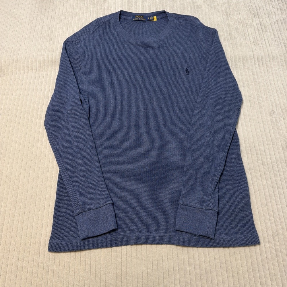 Polo Ralph Lauren Long Sleeved Blue Waffle Knit Thermal Shirt Men's LT